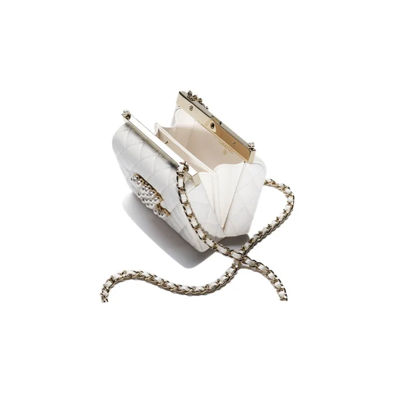 CHANEL Chain Clutch, Shoulder Bag, Crossbody Bag Women's White-2