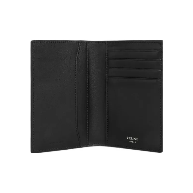 CELINE Cow Leather Card Holder Men's Black-3