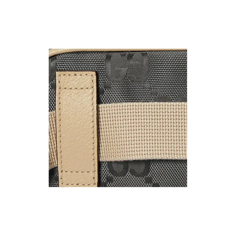 GUCCI Nylon With Leather Sling Bag Fanny Pack Unisex Dark Gray-7