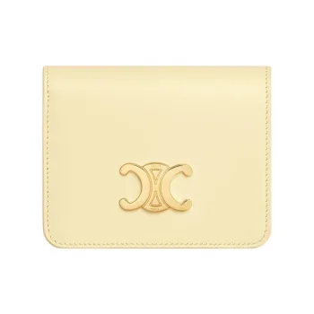 CELINE Triomphe Shiny Cow Leather Wallet Women's Sunshine Yellow