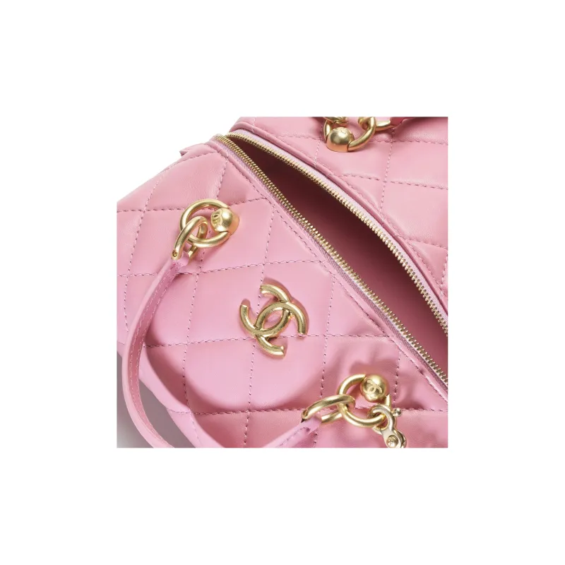 CHANEL Calfskin Small Square Box, Handheld Shoulder Bag, Crossbody Bag Women's Pink-3