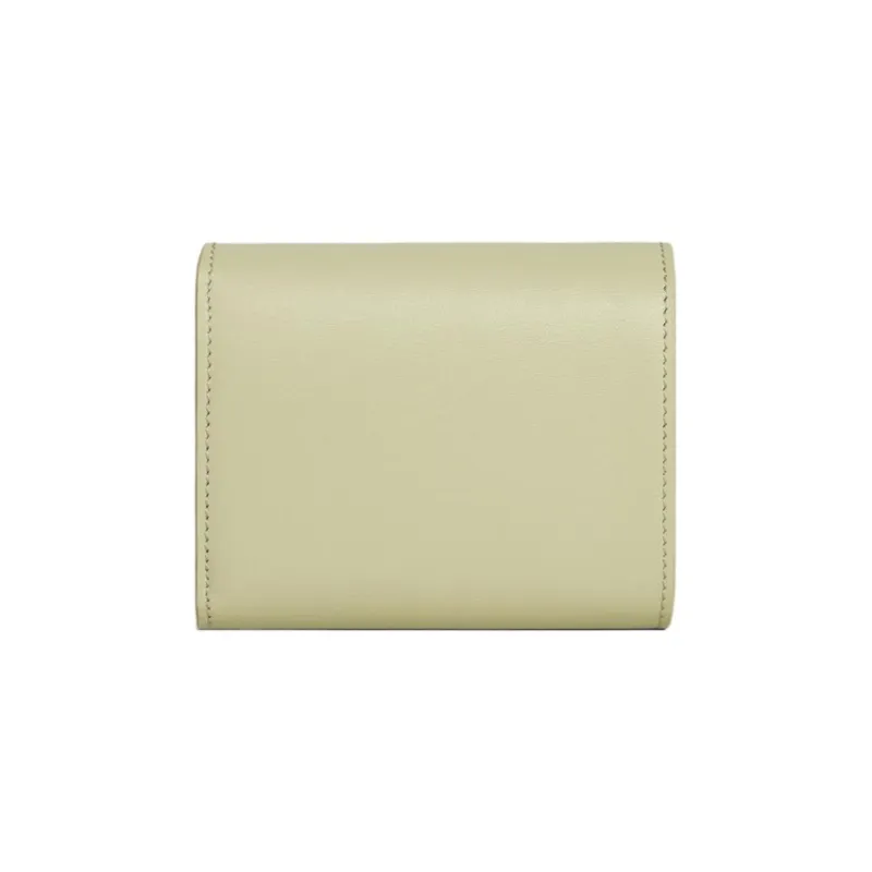 CELINE Triomphe Shiny Cow Leather Wallet Small Size Women's Almond Green-2