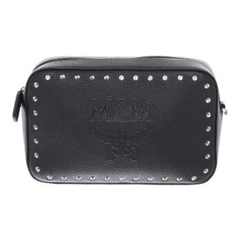 MCM Cow Leather Camera Crossbody Bag Shoulder Bag Regular Women's Black