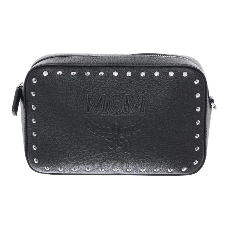 MCM Cow Leather Camera Crossbody Bag Shoulder Bag Regular Women's Black-0