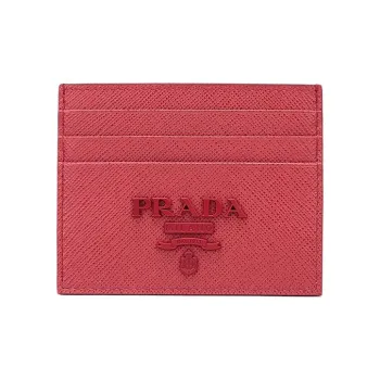 PRADA Cow Leather Card Holder Card Holder Women's Rose Red