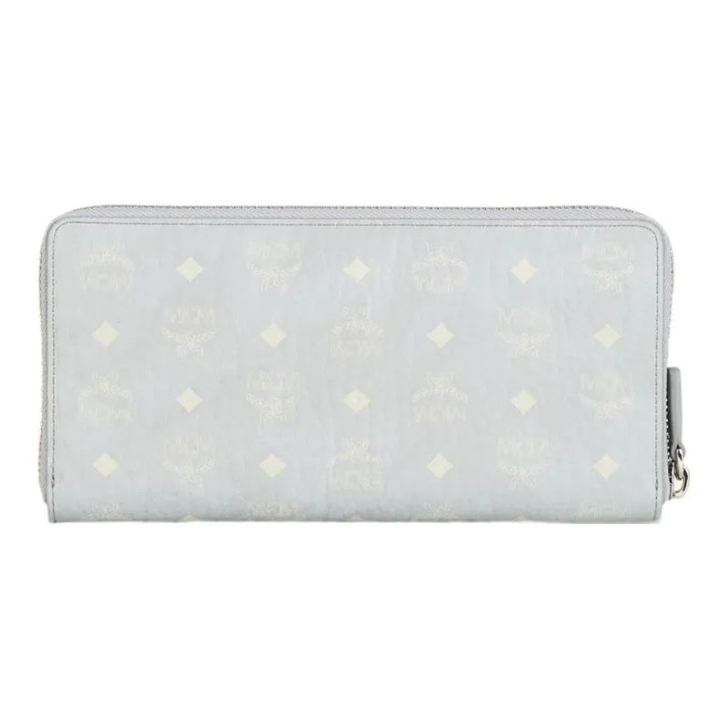 MCM Visetos Coated Canvas Leather Card Holder, Wallet Large Size Women's Gray-2
