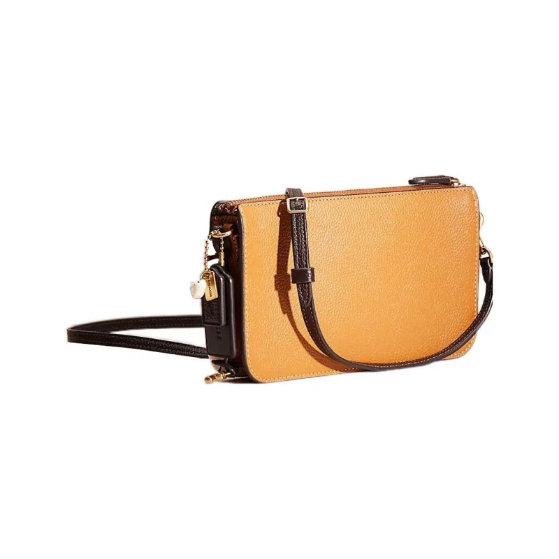 COACH NOA Leather Envelope Bag Handbag Small Size Women's Yellow-1