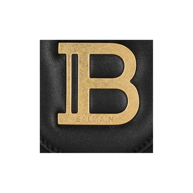 BALMAIN B BUZZ Smooth Cow Leather Shoulder Bag, Crossbody Bag, Wallet Women's Black-4