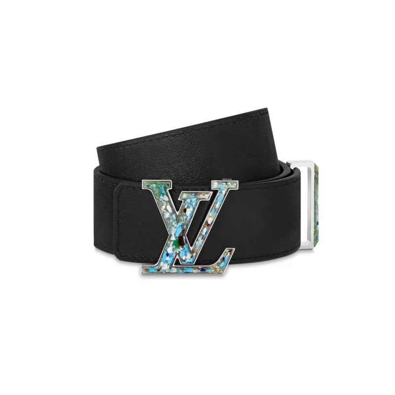 LOUIS VUITTON Cow Leather Belts Unisex Black Width 3.5cm-1