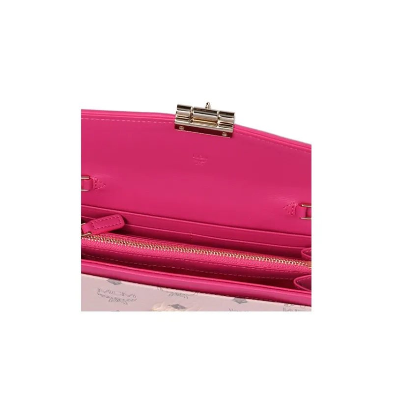 MCM Patricia Visetos Leather Crossbody Wallet Women's Pink-3