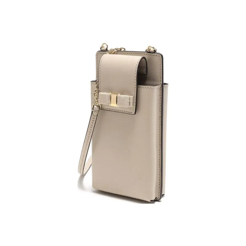 FERRAGAMO Vara Cow Leather Cell Phone Pouch, Shoulder Bag Women's Milk Tea-2