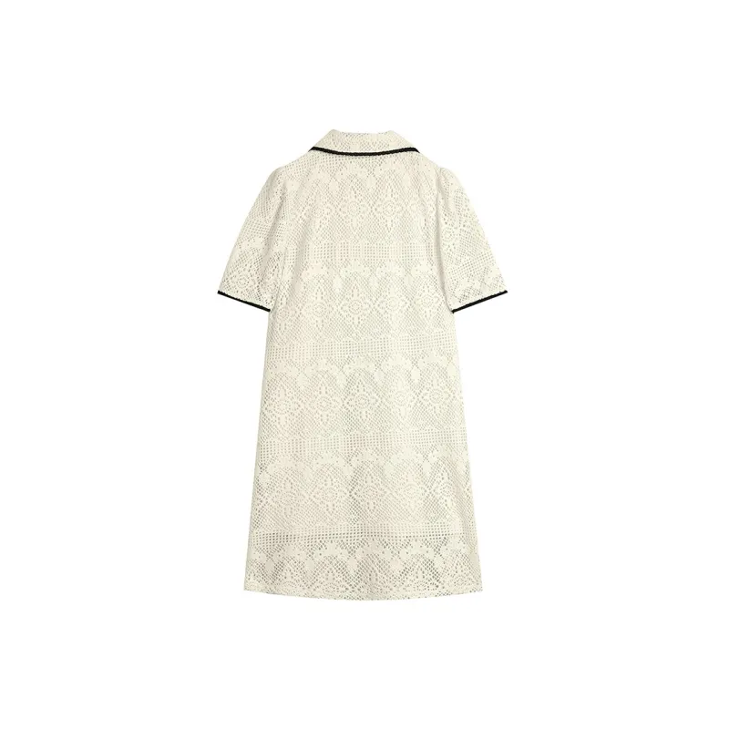 ELF SACK Flower Fairy Series Short Sleeved Dress Women's Soft Cream Apricot-1