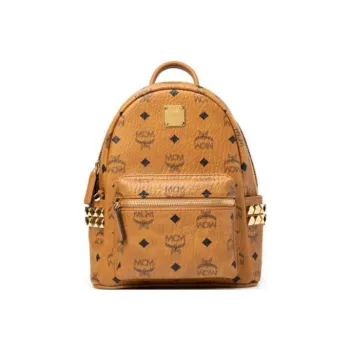 MCM Stark Visetos Classic Pattern Canvas With Nappa Leather Backpack Mini Women's Cognac