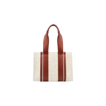 Chloe Woody Tote Bag Shopping Bag Shoulder Bag Handbag Medium Size Women's Beige