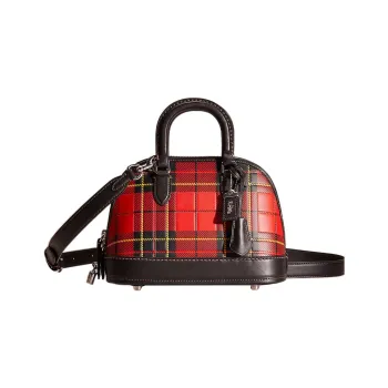 COACH Revel Leather Dome Bag, Shoulder Bag, Crossbody Bag, Handbag Medium Size Women's Black & Red
