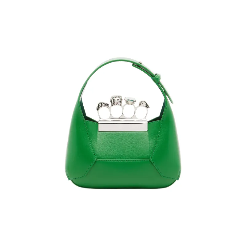Alexander McQueen Cow Leather Hobo Bag, Shoulder Bag, Crossbody Handbag Mini Women's Green-3