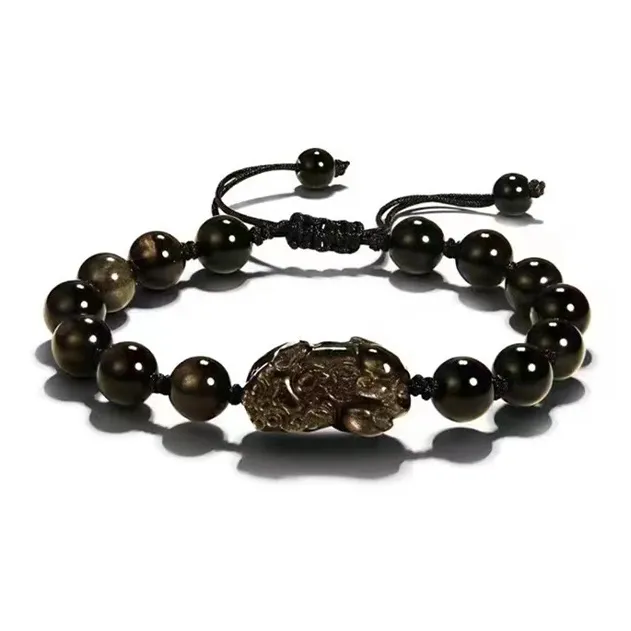 BYTHERE Strawberry Quartz Obsidian Bracelets Unisex-0
