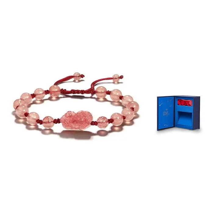 BYTHERE Strawberry Quartz Obsidian Bracelets Unisex-7