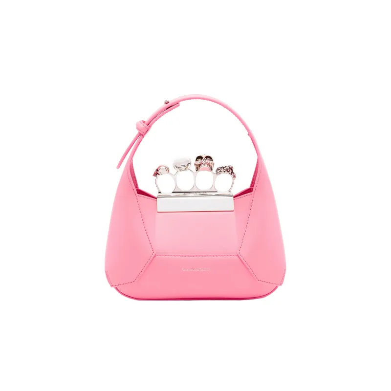Alexander McQueen Smooth Cow Leather Hobo Bag Shoulder Bag Crossbody Handbag Mini Women's Pink-0