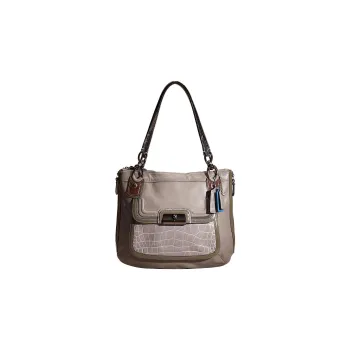COACH Kristin Crocodile Pattern Leather Tote Bag Shopping Bag Handbag Shoulder Bag Women's Gray