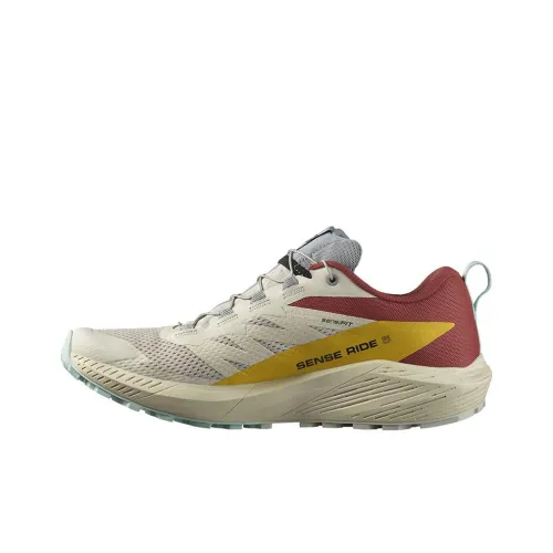 SALOMON Sense Ride 5 Running Shoes Men Low-Top Beige/Yellow/Red