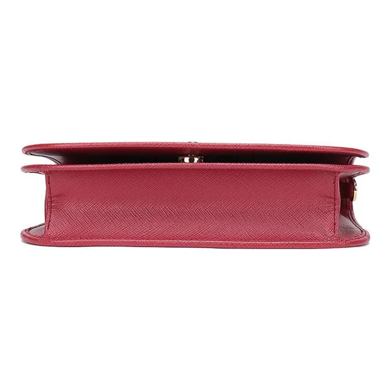 PRADA Cow Leather Clutches Crossbody Bag Shoulder Bag Women's Red-3