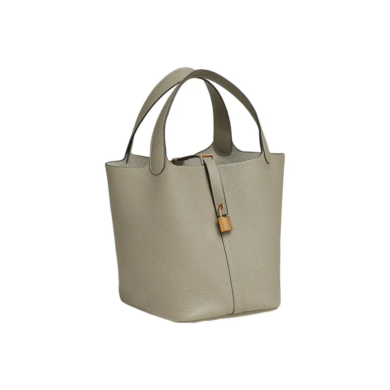 HERMES Picotin Lock Calfskin Basket Bag Handbag Bucket Bag 22 Women's Q1 Sauge Sage Green-1
