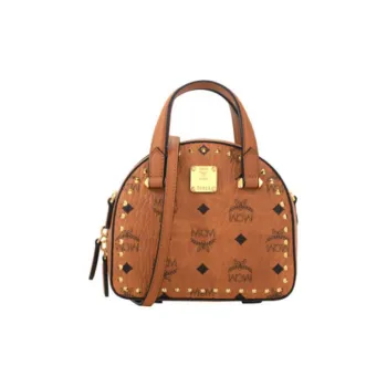 MCM Essential Visetos Origina Leather Crescent Bag Shoulder Bag Crossbody Bag Handbag Mini Women's Brown Cognac