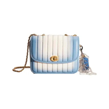COACH Madison Cow Leather Small Square Bag Sheet Music Bag Shoulder Bag Medium Size Women's Blue White Gradient