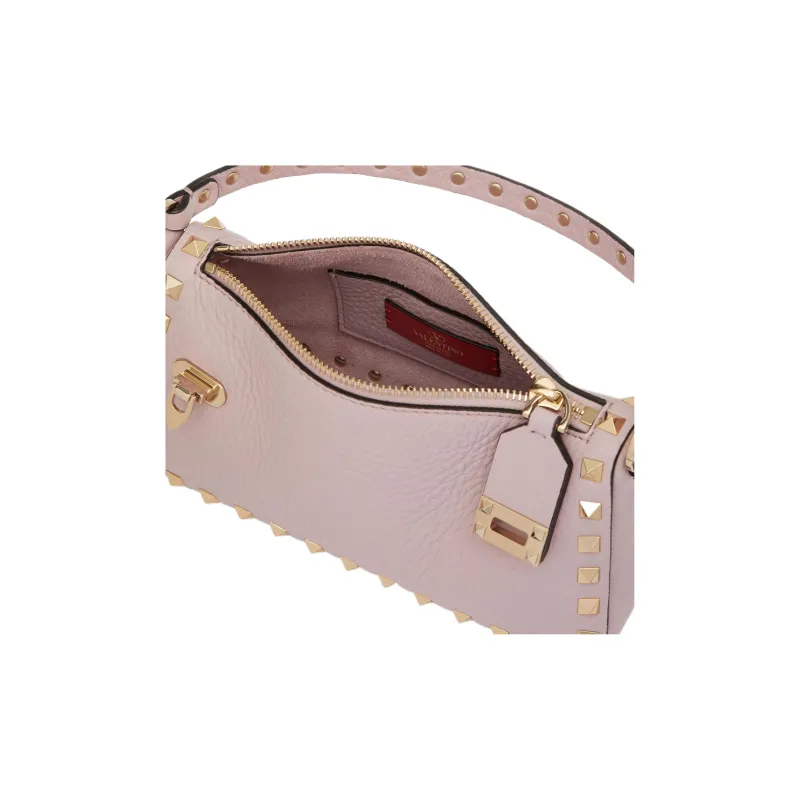 Valentino Rockstud Grained Calfskin Baguette Bag Shoulder Bags Handbags Small Size Women's Light Purple-6