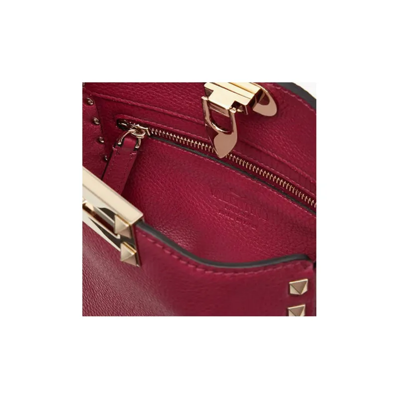 Valentino Rockstud Calfskin Crossbody Bag Shoulder Bag Women's Maroon-3