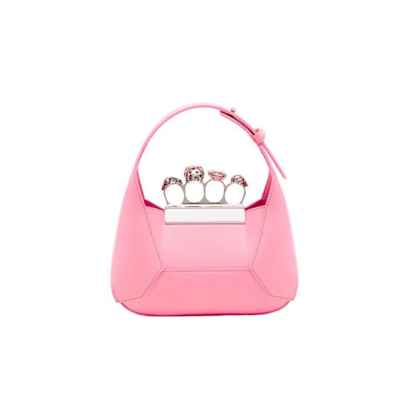 Alexander McQueen Smooth Cow Leather Hobo Bag Shoulder Bag Crossbody Handbag Mini Women's Pink-3