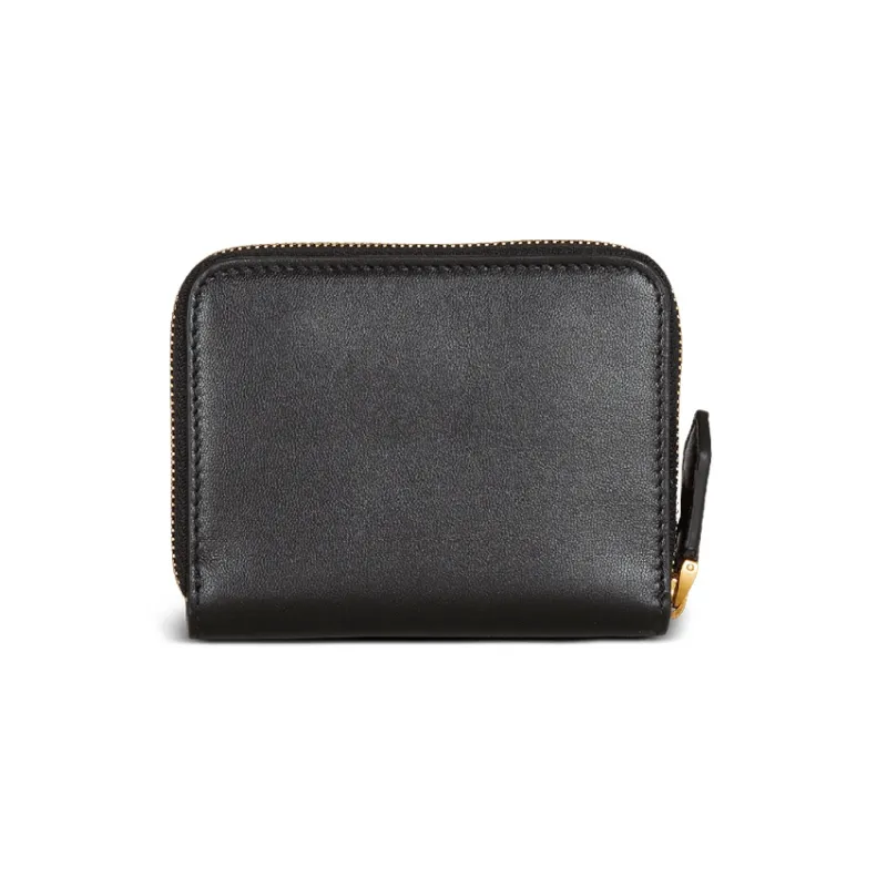 BALMAIN B-BUZZ Smooth Cow Leather Wallet Women's Black-1