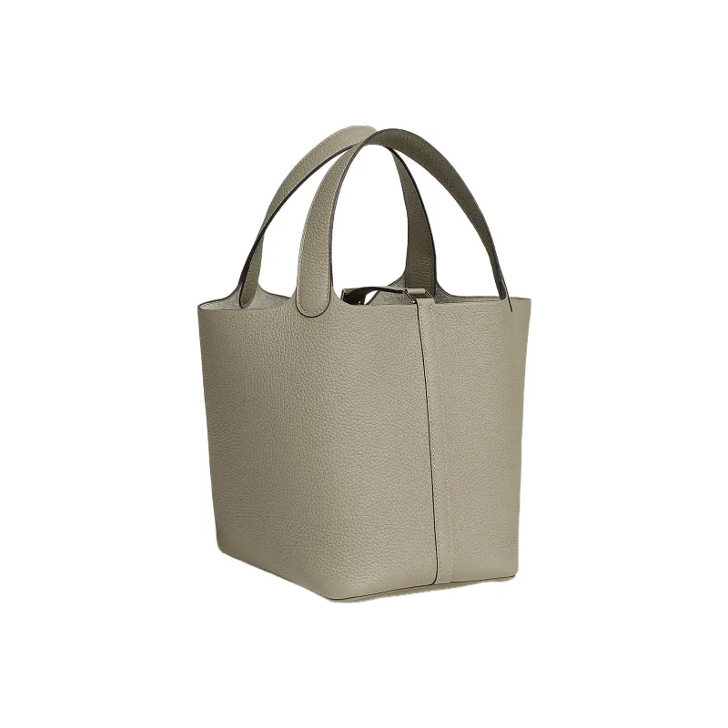 HERMES Picotin Lock Calfskin Basket Bag Handbag Bucket Bag 22 Women's Q1 Sauge Sage Green-2