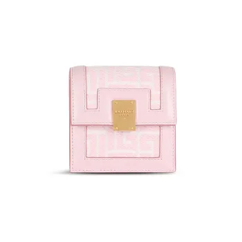 BALMAIN 1945 Jacquard Calfskin Shoulder Bag Crossbody Bag Card Holder Women's Pink