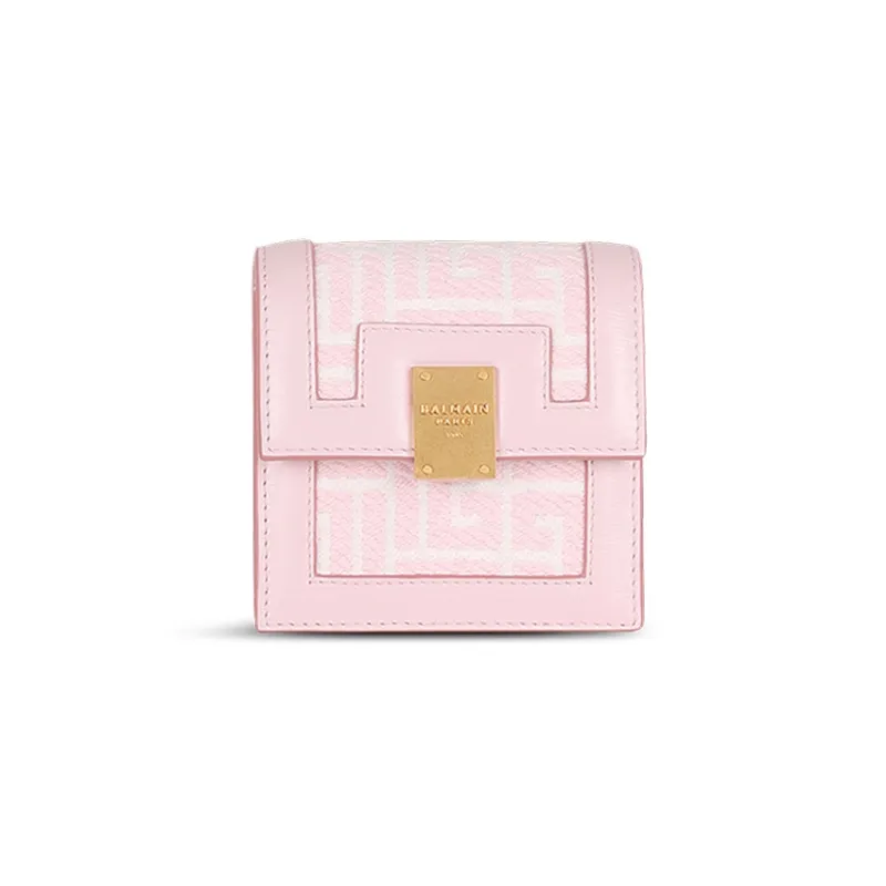 BALMAIN 1945 Jacquard Calfskin Shoulder Bag Crossbody Bag Card Holder Women's Pink-0