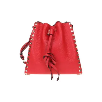 Valentino Calfskin Bucket Bag Portable Crossbody Bag Shoulder Bag Women's Red
