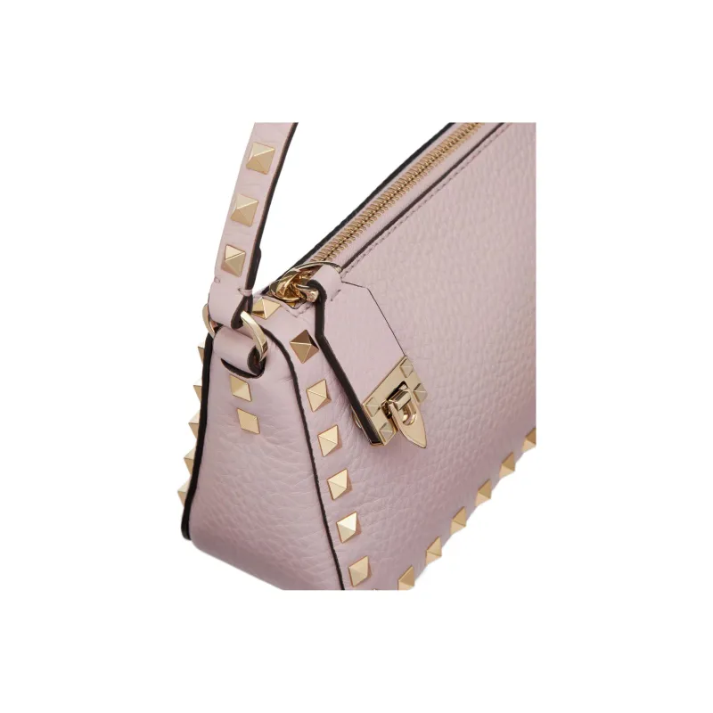 Valentino Rockstud Grained Calfskin Baguette Bag Shoulder Bags Handbags Small Size Women's Light Purple-5