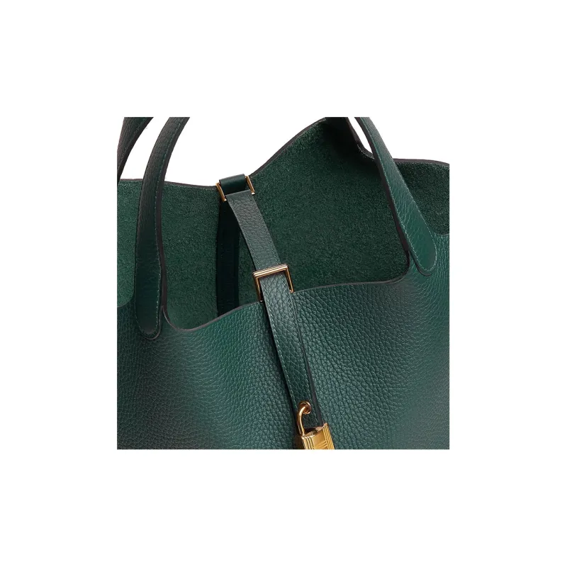 HERMES Picotin Lock Clemence Bullock Leather Basket Bag Handbag Bucket Bag 22 Women's 6O Vert Cypres Pine Green-3