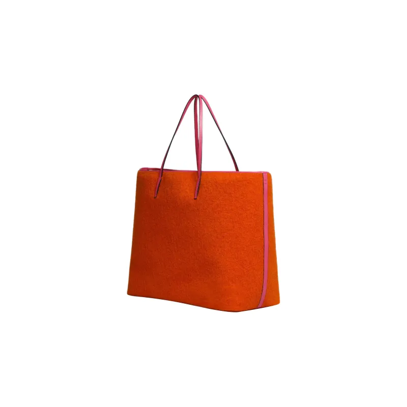 MARNI Wool Felt Tote Bag Shopping Bag Handbag Medium Size Men's Orange-3