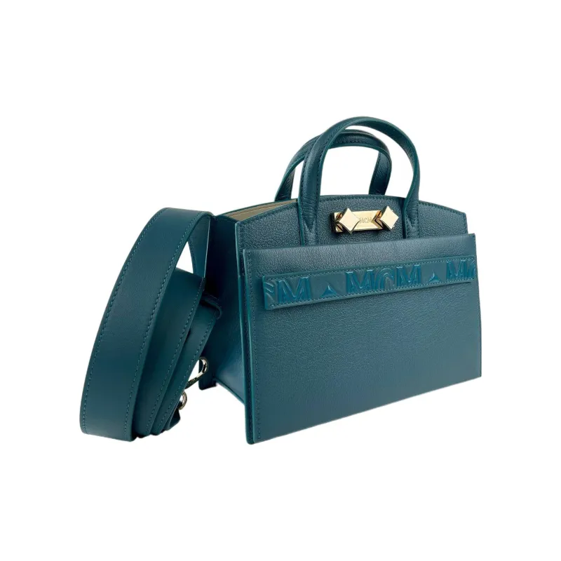 MCM Cow Leather, Sheepskin Shoulder Bag, Crossbody Bag, Handbag Mini Women's Turquoise-1
