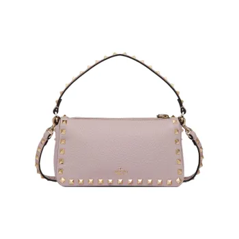 Valentino Rockstud Grained Calfskin Baguette Bag Shoulder Bags Handbags Small Size Women's Light Purple