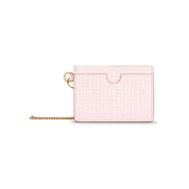 BALMAIN Calfskin Coin Purses Card Holders Women's Pink-1