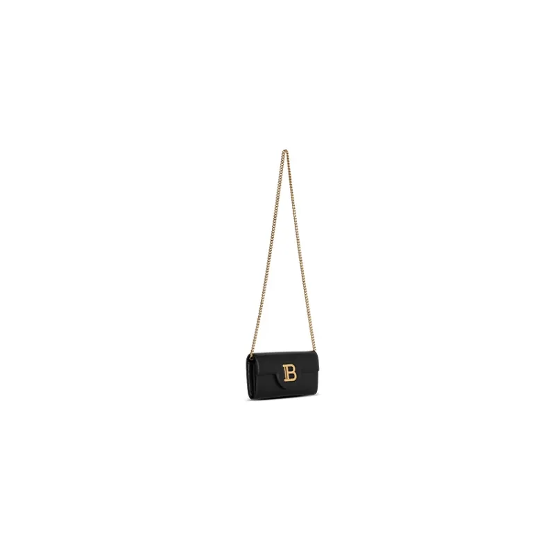 BALMAIN B BUZZ Smooth Cow Leather Shoulder Bag, Crossbody Bag, Wallet Women's Black-3