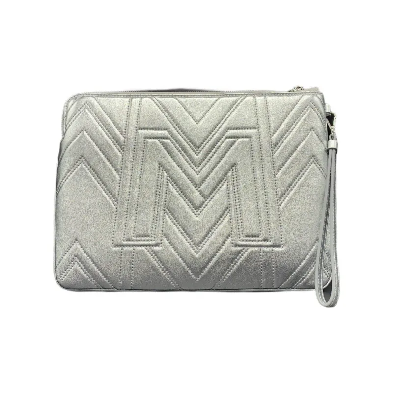 MCM Sheepskin Wallet Card Holder Clutch Medium Size Unisex Silver-1