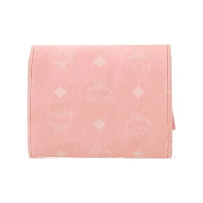 MCM Nappa Leather Trim Card Holder, Wallet Mini Women's Pink-2