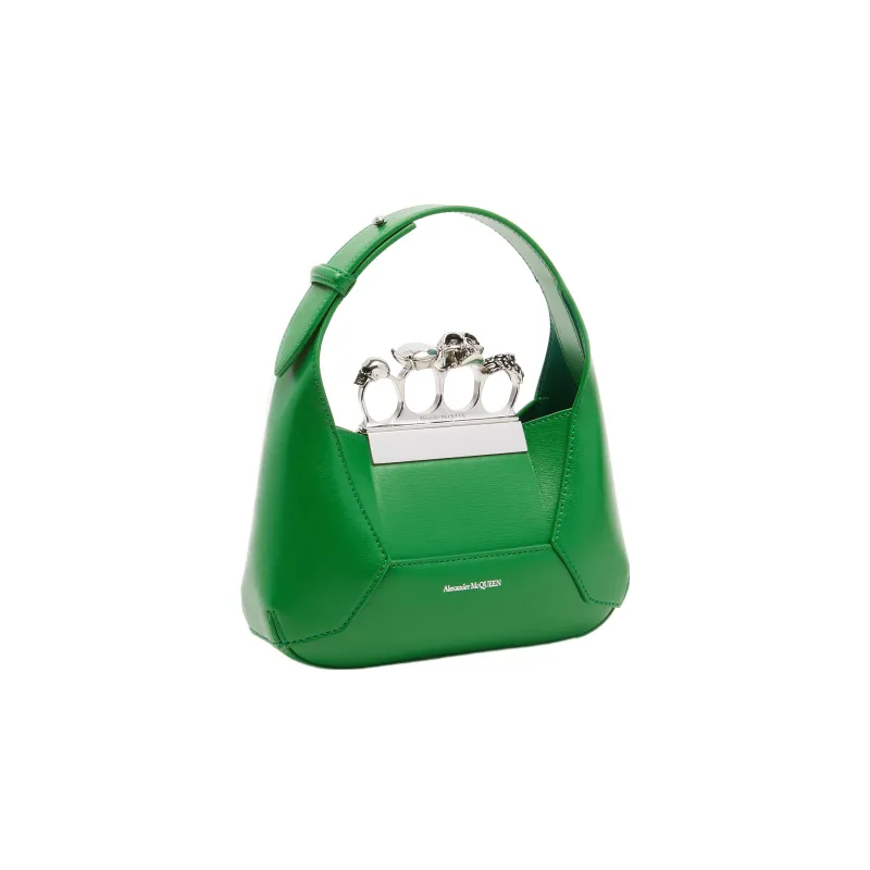 Alexander McQueen Cow Leather Hobo Bag, Shoulder Bag, Crossbody Handbag Mini Women's Green-2