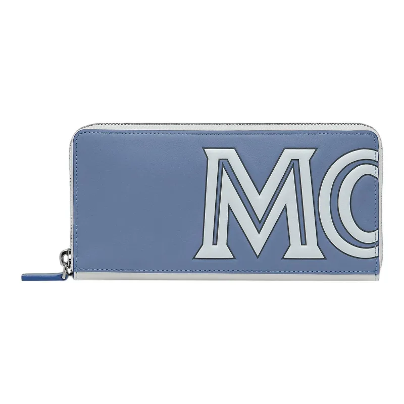MCM Leather Wallet Women's Light Blue White-0