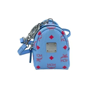 MCM Visetos Leather One Shoulder Crossbody Coin Purses Mini Women's Blue
