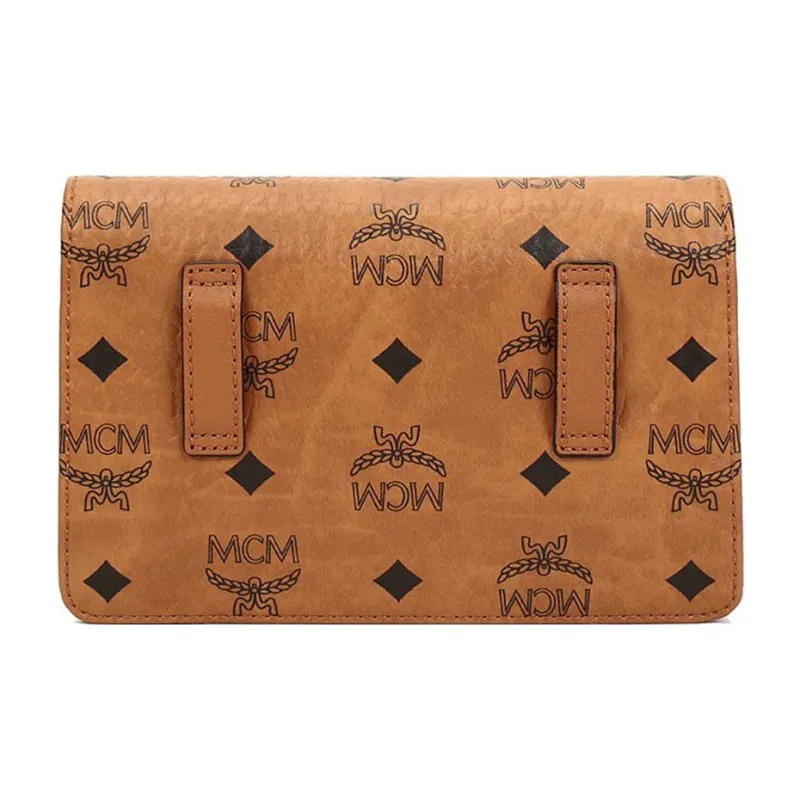 MCM Artificial Leather Fanny Pack Mini Women's Brown Cognac-3